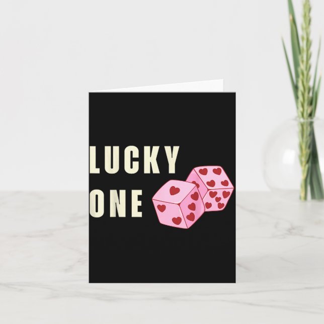 Carte Lucky One Heart Dice Couples Matching Valentines D (Devant)