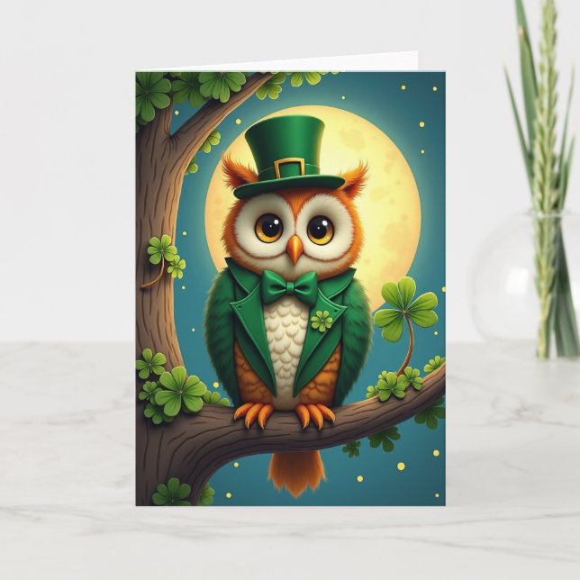 Carte Lucky Owl St Patricks Day Card (Devant)