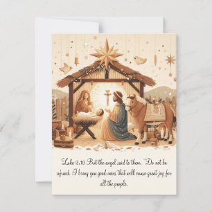 Carte Luke 2 Manger Scene Flat Card (Écrivez votre