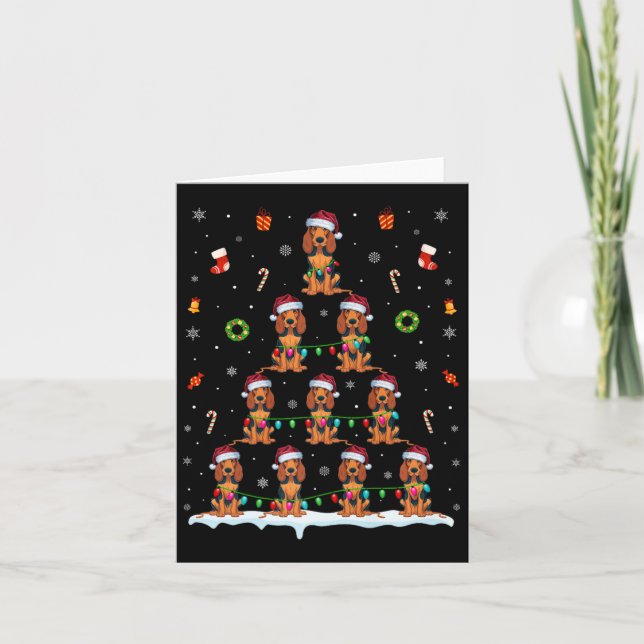 Carte Lumière d'arbre de Noël pour chien Coonhound améri (Devant)