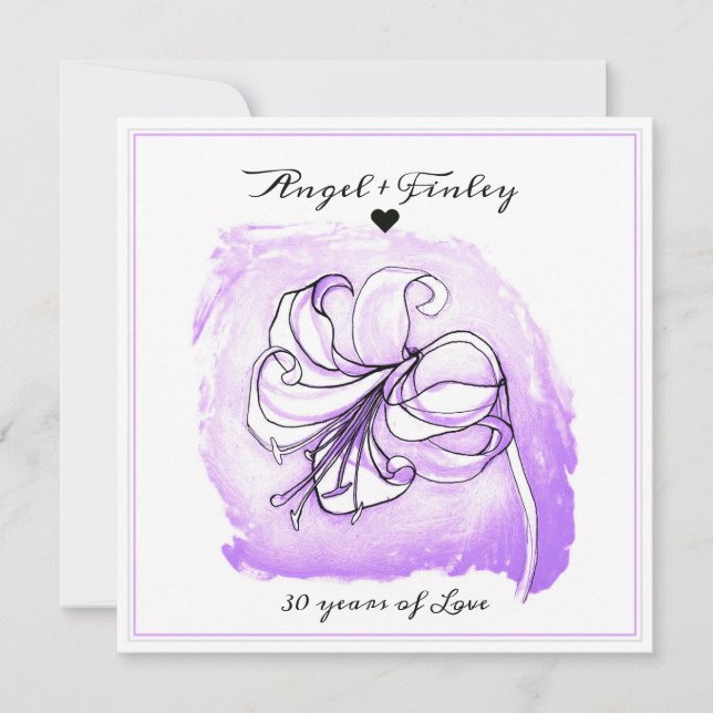 Carte Lumière Purple & Blanc Lily 30e anniversaire Maria (Devant)