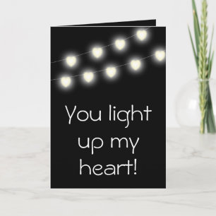 Carte Lumières de coeur sur une corde Happy Valentine's 