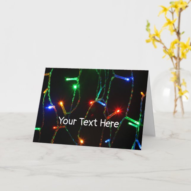 Carte Lumières de Noël colorées personnalisables (Fleur jaune)