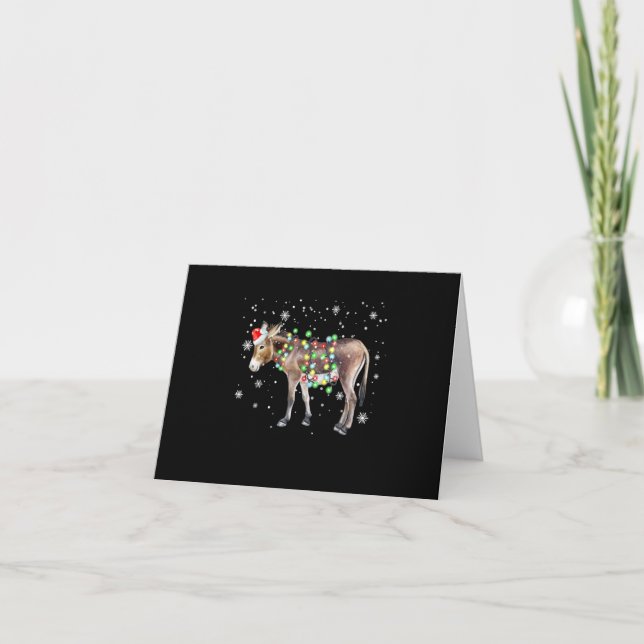 Carte Lumières de Noël d'âne Couleur  | Cadeau d'âne de  (Devant)