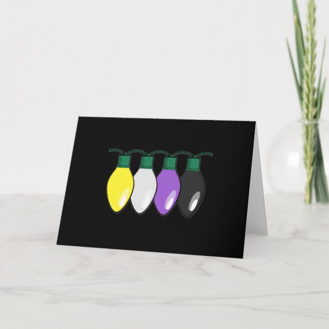 Carte Lumières de Noël de fierté de Nonbinary (Devant)