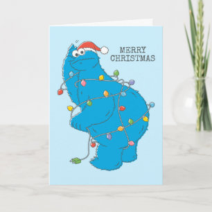 Carte Lumières de Noël du Monstre de Cookies vintages