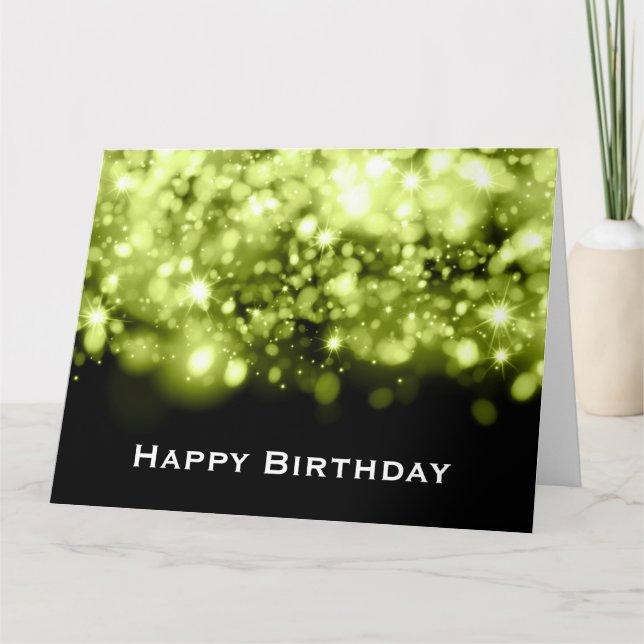 Carte Lumières scintillantes vert citron pour anniversai (Devant)