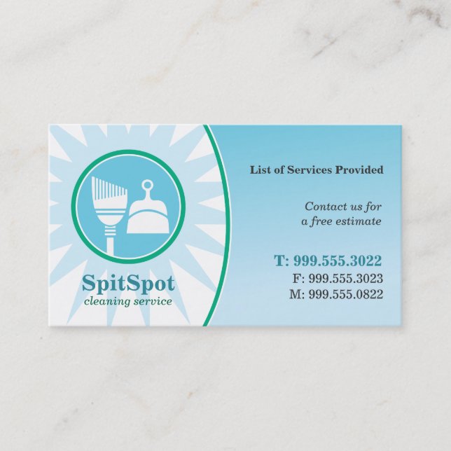 Carte lumineuse brillante d'entreprise de services (Devant)
