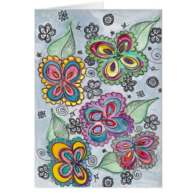 Carte lumineuse d'aquarelle de fleur (Devant)