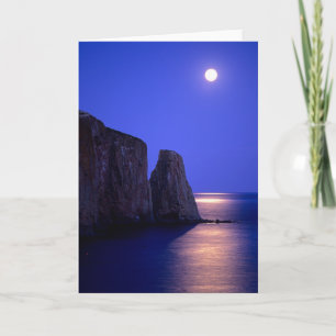 Carte Lune au crépuscule Rocher Percé Côte Gaspésienne