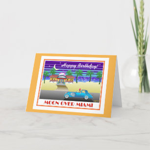 Carte Lune au-dessus d'anniversaire de Miami
