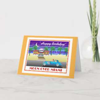 Carte Lune au-dessus d'anniversaire de Miami