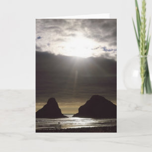 Carte Lune au-dessus des rochers océaniques Oregon