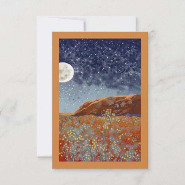Carte Lune d'avant-garde et fleurs sauvages (Devant)