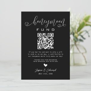 Carte Lune de miel Qr Code Black Chic Modern Minimal