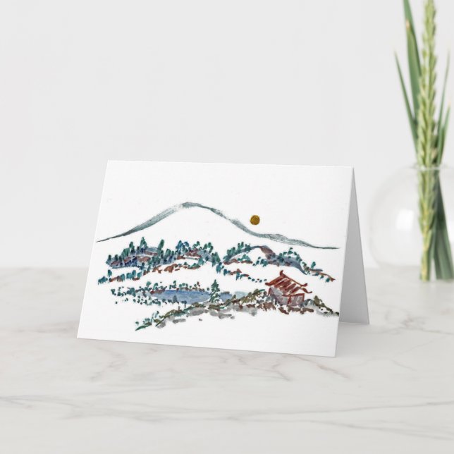 Carte Lune en juin, Sumi-e en couleurs (Devant)
