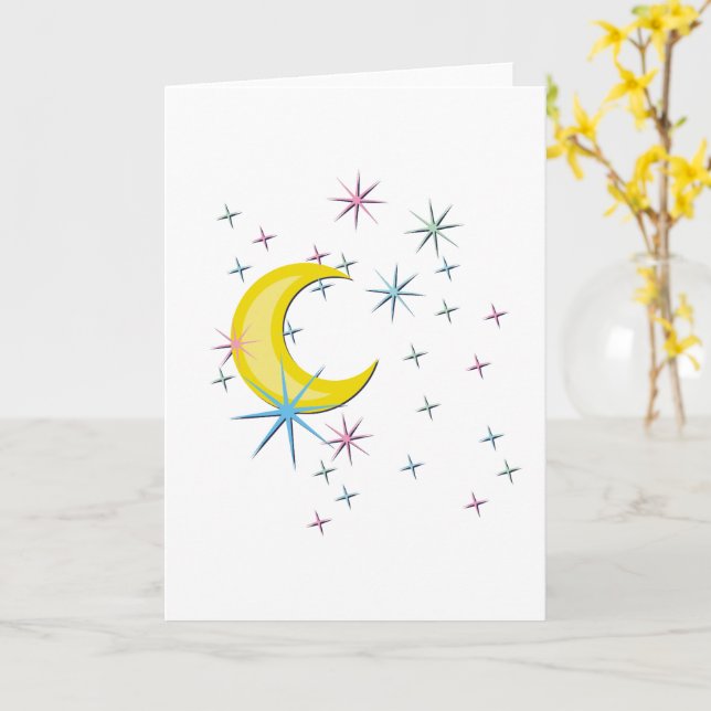 Carte Lune et étoiles (Fleur jaune)