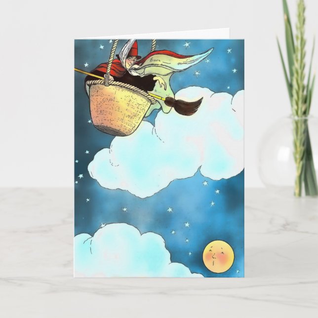 Carte Lune et sorcière pour enfants (Devant)