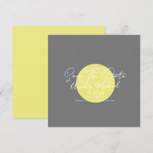 Carte Lune grise jaune moderne Enregistrer la date