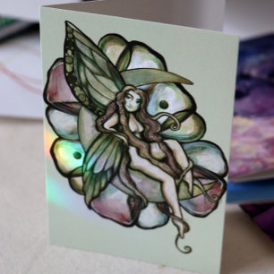Carte Lune verte Fleur Lune Lune Fée Fille Enfants