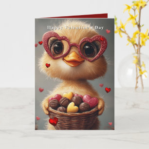 Carte Lunettes de cœur de caneton pour la Saint-Valentin