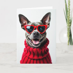 Carte Lunettes de cœur pour chiot adorable