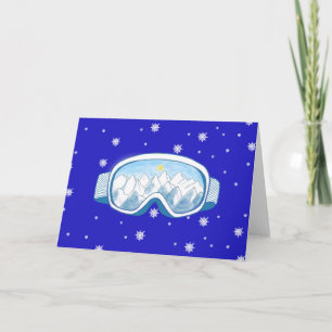Carte Lunettes de ski avec reflet de montagne
