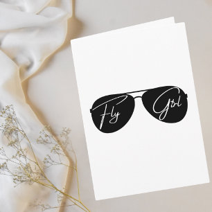 Carte Lunettes de soleil Aviateur Noir Fly Girl,Annivers