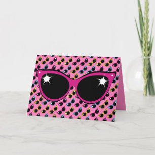 Carte Lunettes de soleil de chat Retro Motif avec rose