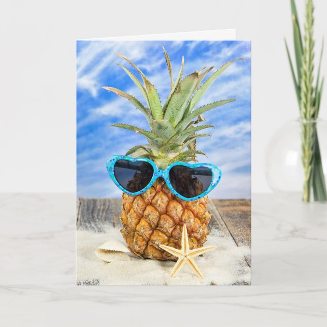 Carte Lunettes de soleil de la fête des mères sur ananas (Devant)