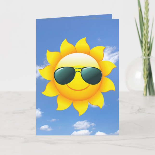 Carte lunettes de soleil sur le soleil jaune vous pensan (Devant)