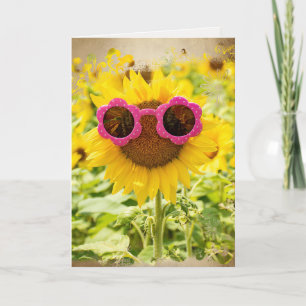 Carte Lunettes de soleil sur Sunflower Anniversaire