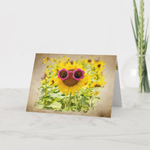 Carte Lunettes de soleil sur tournesol