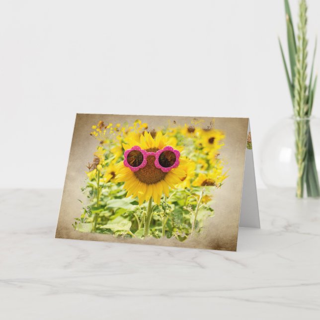 Carte Lunettes de soleil sur tournesol (Devant)