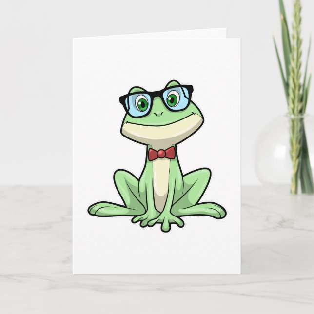 Carte Lunettes d'étudiant nerd de grenouille Cravate (Devant)