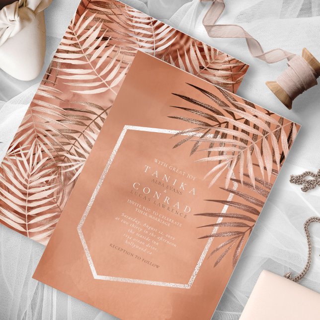 Carte Lush Palm Leaf Mariage Terra Cotta ID956 (Créateur téléchargé)