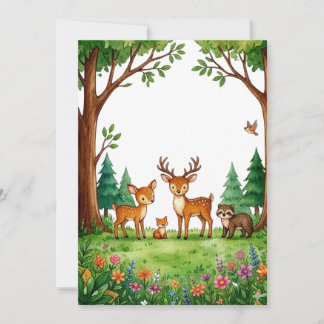 Carte Lush Woodland Meadow Illustration