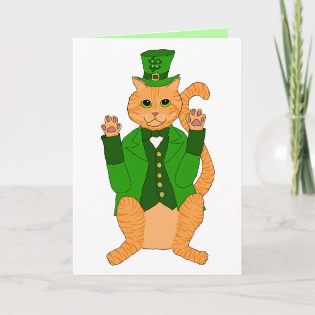 Carte Lutin chanceux drôle de chat de jour mignon de St (Devant)