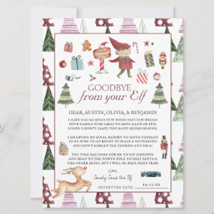 Carte Lutin garçon   Lettre d'adieu de l'elfe de Noël po