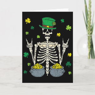Carte Lutin squelette Saint-Patrick jour du trèfle