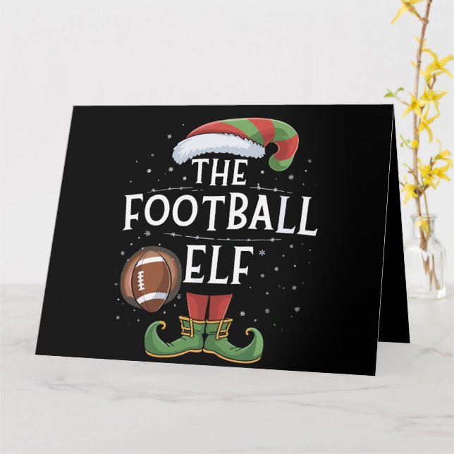 Carte Lutins de football américain Famille appariée Noël (Fleur jaune)