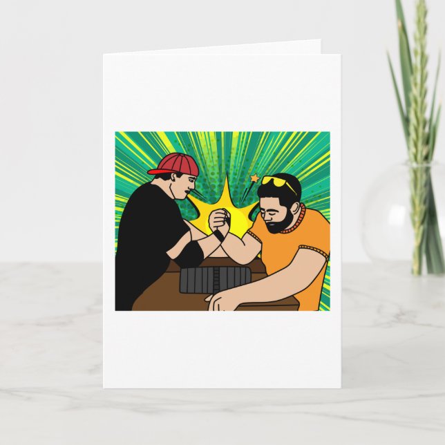 Carte Lutte amusante au bras coloré (Devant)