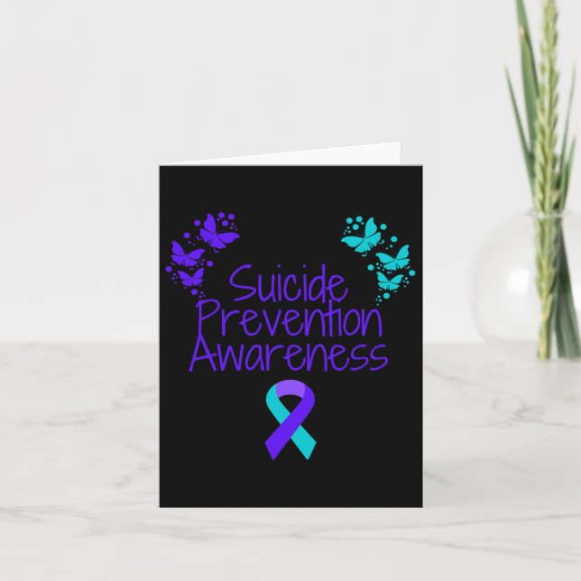 Carte Lutte Contre Le Suicide Papillon Turquoise Et Pu (Devant)
