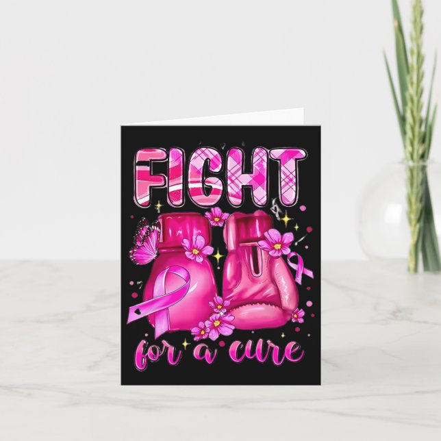 Carte Lutter Pour Un Cure Rose Gants En Boxe Cancer Du S (Devant)