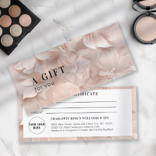 Carte Luxe, Beige-Blanc, Fleur, Logo