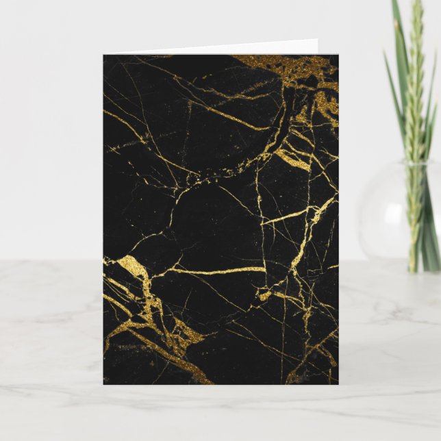 Carte Luxe Black and Gold Marble (Devant)