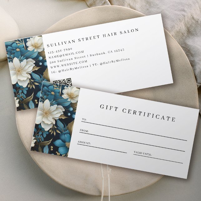 Carte Luxe Floral QR Code Certificat cadeau d'affaires (Créateur téléchargé)
