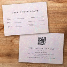 Luxe Holographique QR Code Certificat cadeau d'aff