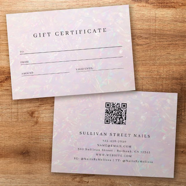 Carte Luxe Holographique QR Code Certificat cadeau d'aff (Créateur téléchargé)