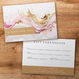 Carte Luxe Pink Gold Splash Business Certificat cadeau